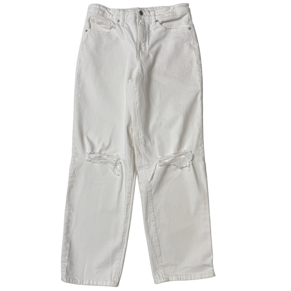 {Old Navy} "High Rise OG Loose" White Distressed Straight Leg Denim Jeans - Picture 7 of 7